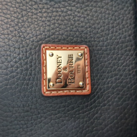 Dooney & Bourke Pebble Grain Black Leather Tammy Tote With Brown Handles - Picture 3 of 11